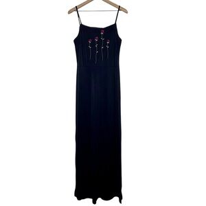 Vintage Y2K My Michelle Embroidered Black Sleeveless Maxi Dress Size Large